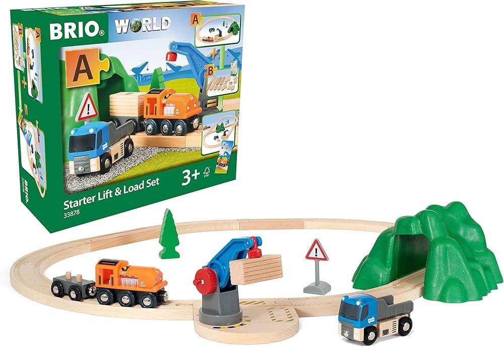 Brio Starter Lift&Load Set Wooden Toy Train, Multi | Amazon (US)