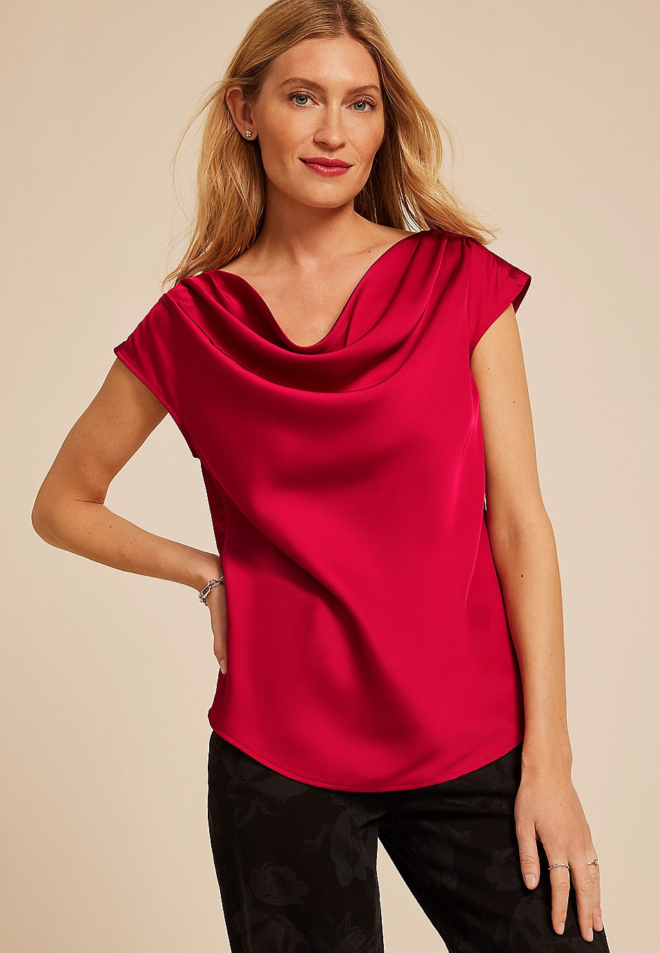 Satin Cowl Neck Blouse | Maurices