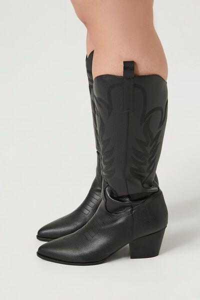 Faux Leather Cowboy Boots (Wide) | Forever 21 | Forever 21 (US)