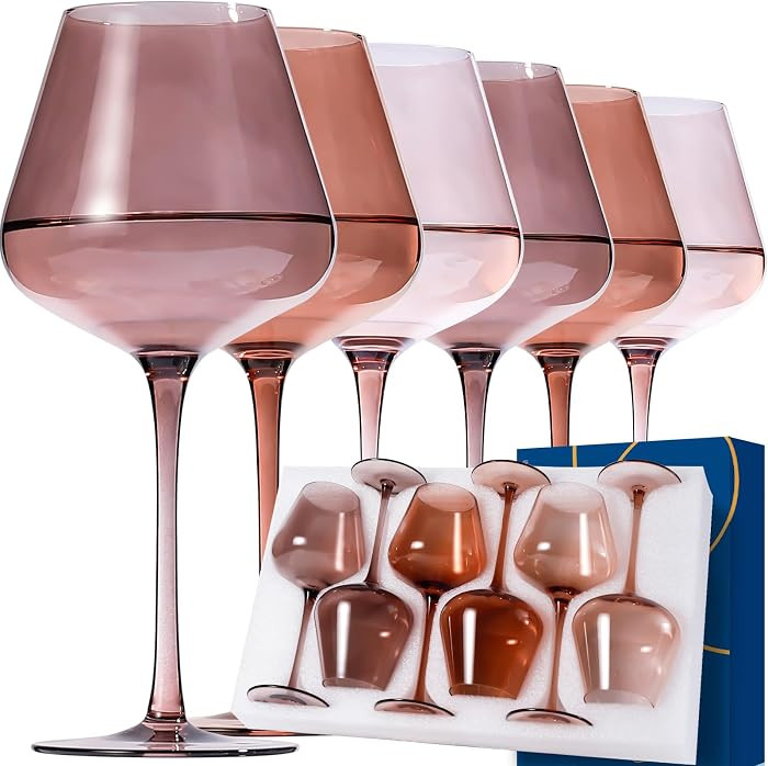 Venus Wine Glass Set of 6-18oz Lead-Free Crystal Burgundy Wine Glasses, Glassware for Parties& Sp... | Amazon (US)