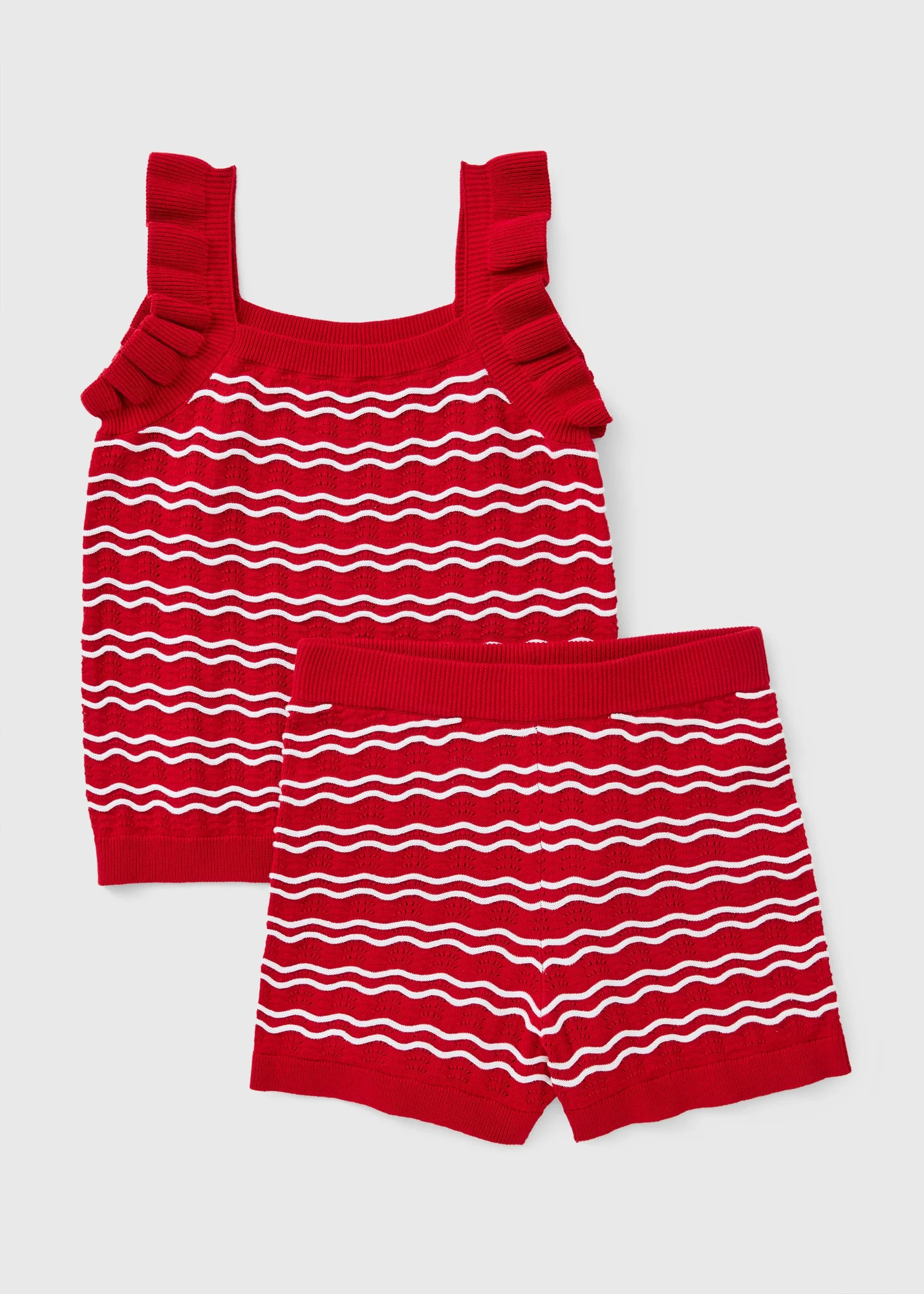 Girls Red Stripe Knitted Top & Short Set (7-15yrs) | Matalan (UK)