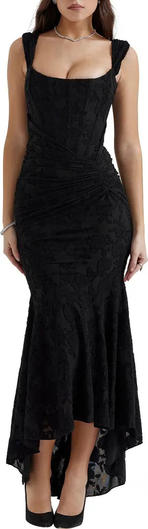 HOUSE OF CB Cesca Floral Ruched High-Low Corset Dress | Nordstrom | Nordstrom