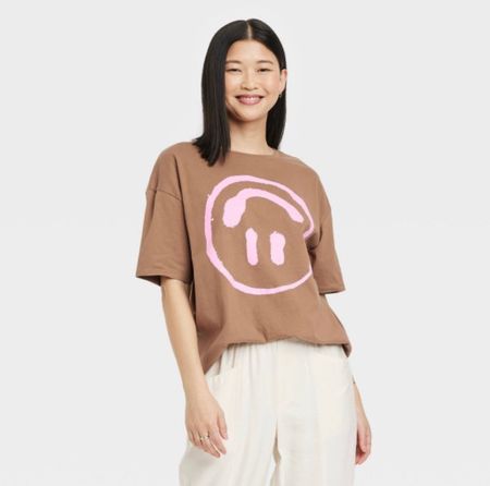 New at Target 🎯 Oversized Smiley Fave Tee! 

Size down 1-2 sizes if you don’t want it super oversized. I’m typically a medium & went with an XS 💕🫶🏻

#LTKFind #LTKSeasonal #LTKstyletip