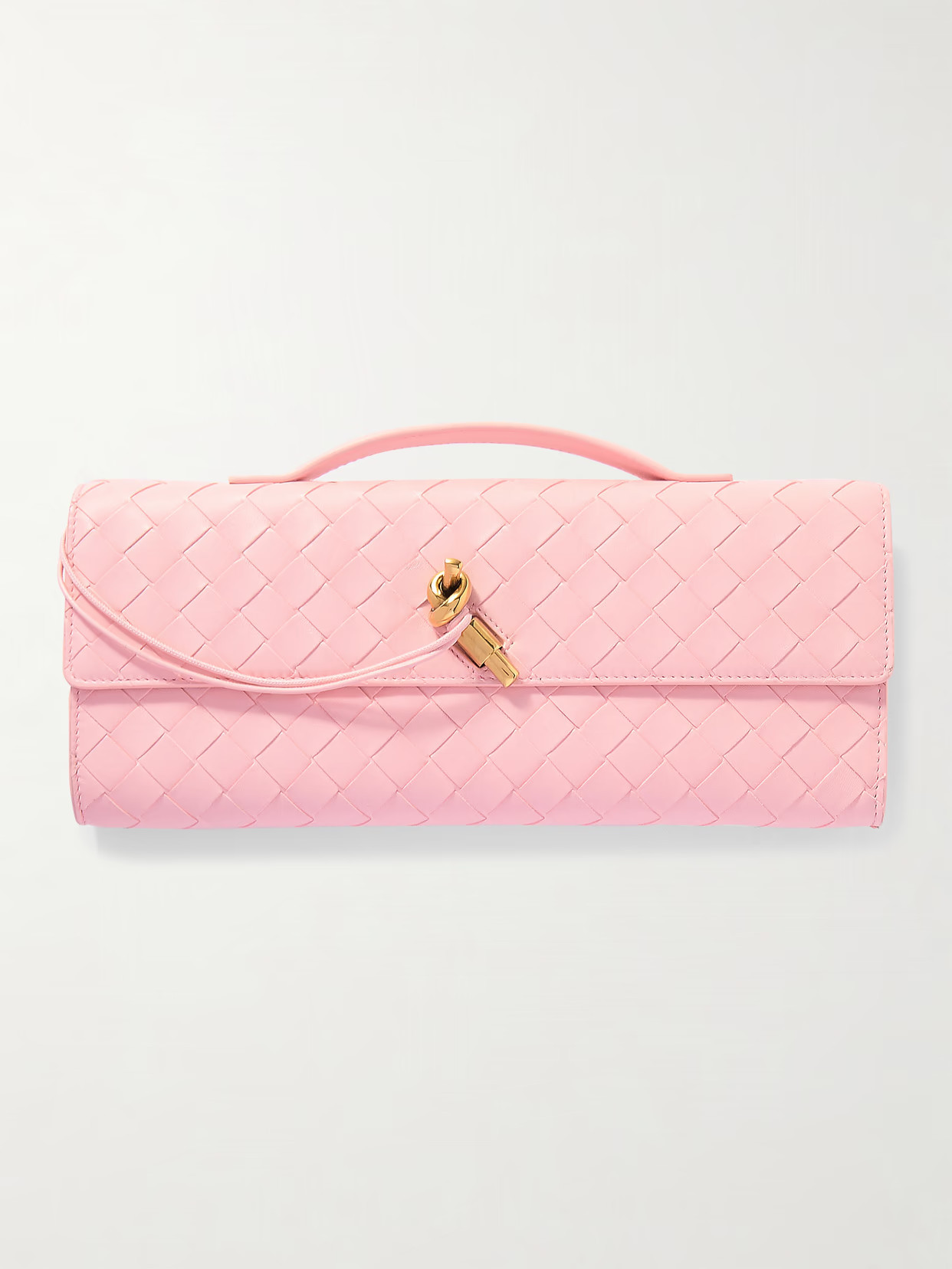 Bottega Veneta - Andiamo Long Intrecciato Leather Clutch - Pink | NET-A-PORTER (US)
