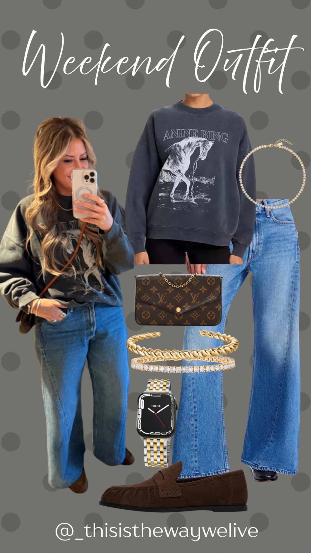 ✨Easy Weekend Outfit! 
Cute graphic crewneck and my new favorite jeans. These jeans are super flattering and comfy. 

#LTKOver40 #LTKootd #LTKmomlife