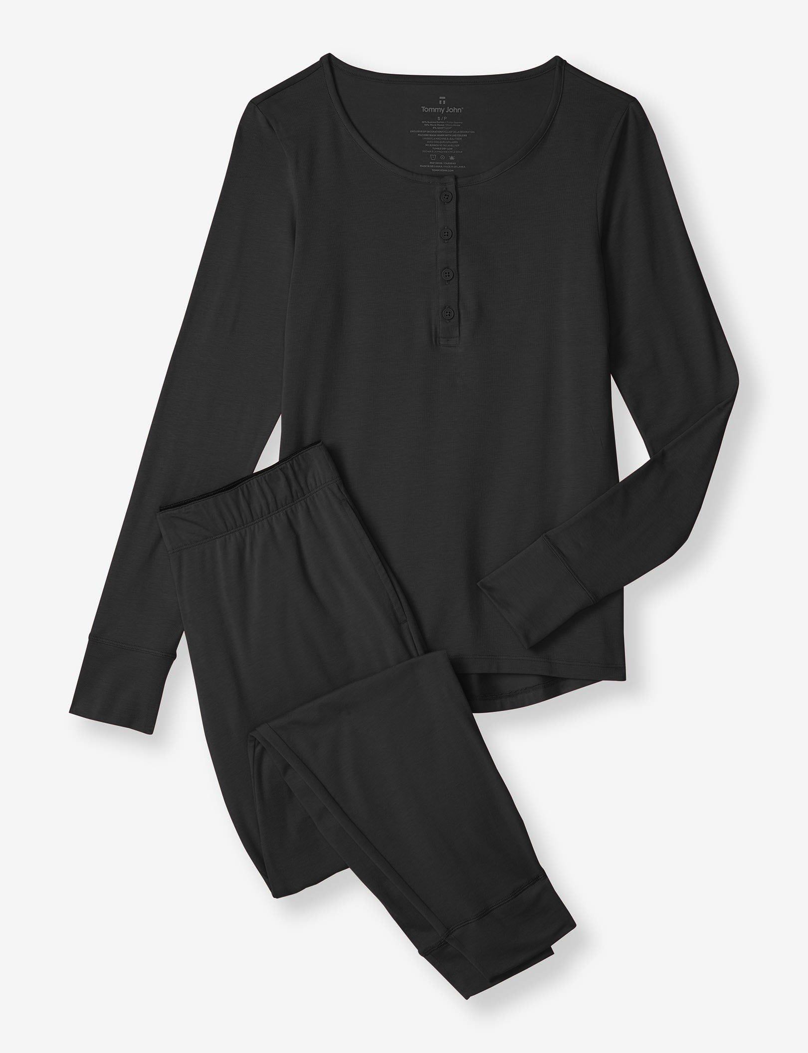 Women's Long Sleeve Top and Pant Essential Pajama Set | Tommy John