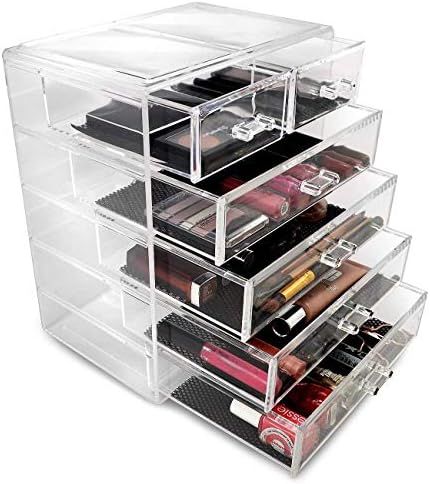 Sorbus Cosmetics Makeup and Jewelry Big Storage Case Display - Stylish Vanity, Bathroom Case (4 Larg | Amazon (US)