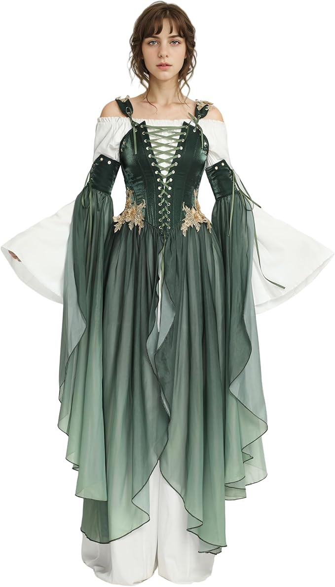 Renaissance Costume Women Ren Faire Dress Outer Garment Elf Costume for Women(Underskirt Not Incl... | Amazon (US)