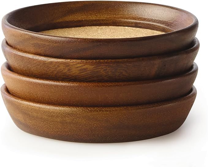 Kamenstein 4 Piece Set, Natural Acacia Wood and Cork Stackable Coasters, Set of 4 | Amazon (US)