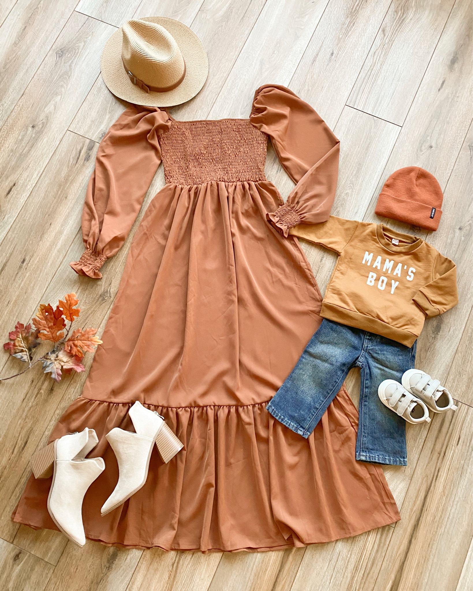 Mommy me outfit. Family photos outfit. Brown dress. Baby boy outfit. 

#LTKbaby #LTKSeasonal #LTKfamily