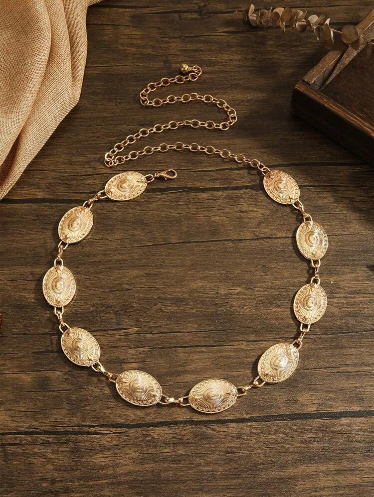 Boho 1pc Women Oval Decor Chain Belt Halloween Summer, School Fall, Autumn, Halloween | SHEIN