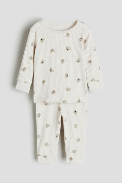 Ribbed Cotton Set - White/striped - Kids | H&M US | H&M (US + CA)