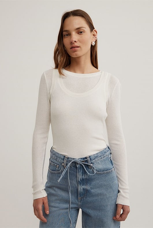 Long Sleeve Overlay Top | Witchery (AU)