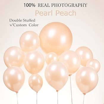 Pearl Peach Balloons Double-Stuffed different sizes 63PACK 18/12/10/5 inch Peachy Pearl white bal... | Amazon (US)