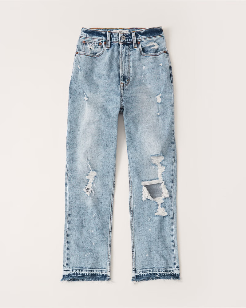 Curve Love Ultra High Rise Ankle Straight Jeans | Abercrombie & Fitch (US)