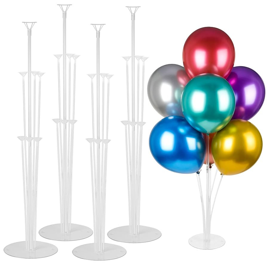 4 Sets Balloon Stand Kits, Balloon Sticks Holder with Base for Table Graduation Birthday Baby Sho... | Amazon (US)
