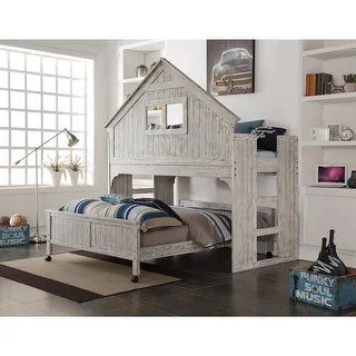 Donco Kids' Driftwood Low-loft Club House with Full-rollout Bed | Bed Bath & Beyond