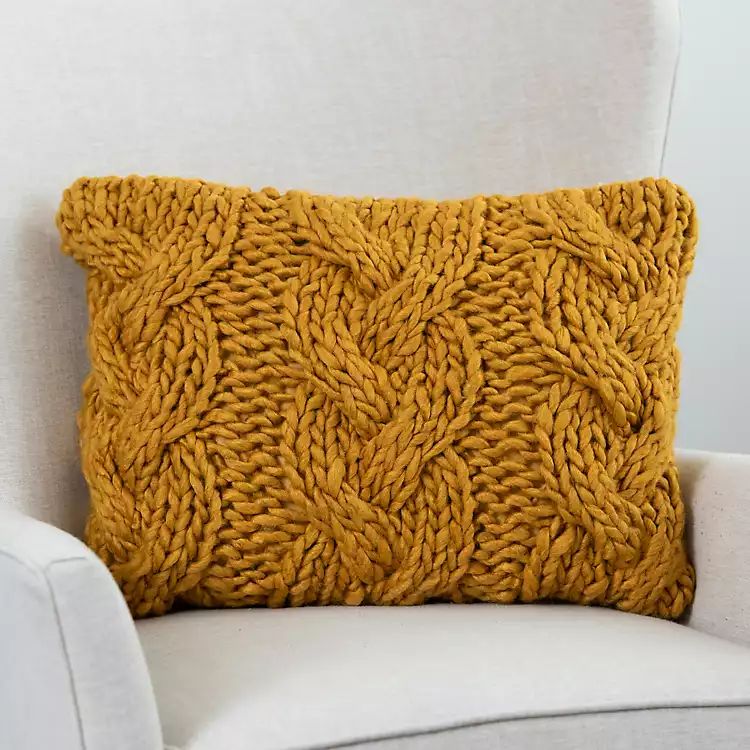 Ochre Fall Cable Knit Throw Pillow | Kirkland's Home