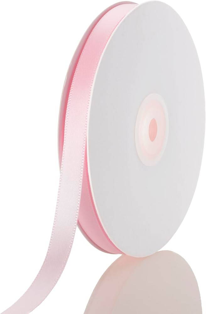 3/8 Inch Light Pink Ribbon, 50 Yards Craft Polyester Satin Ribbon Perfect for Gift Wrapping, Hand... | Amazon (US)