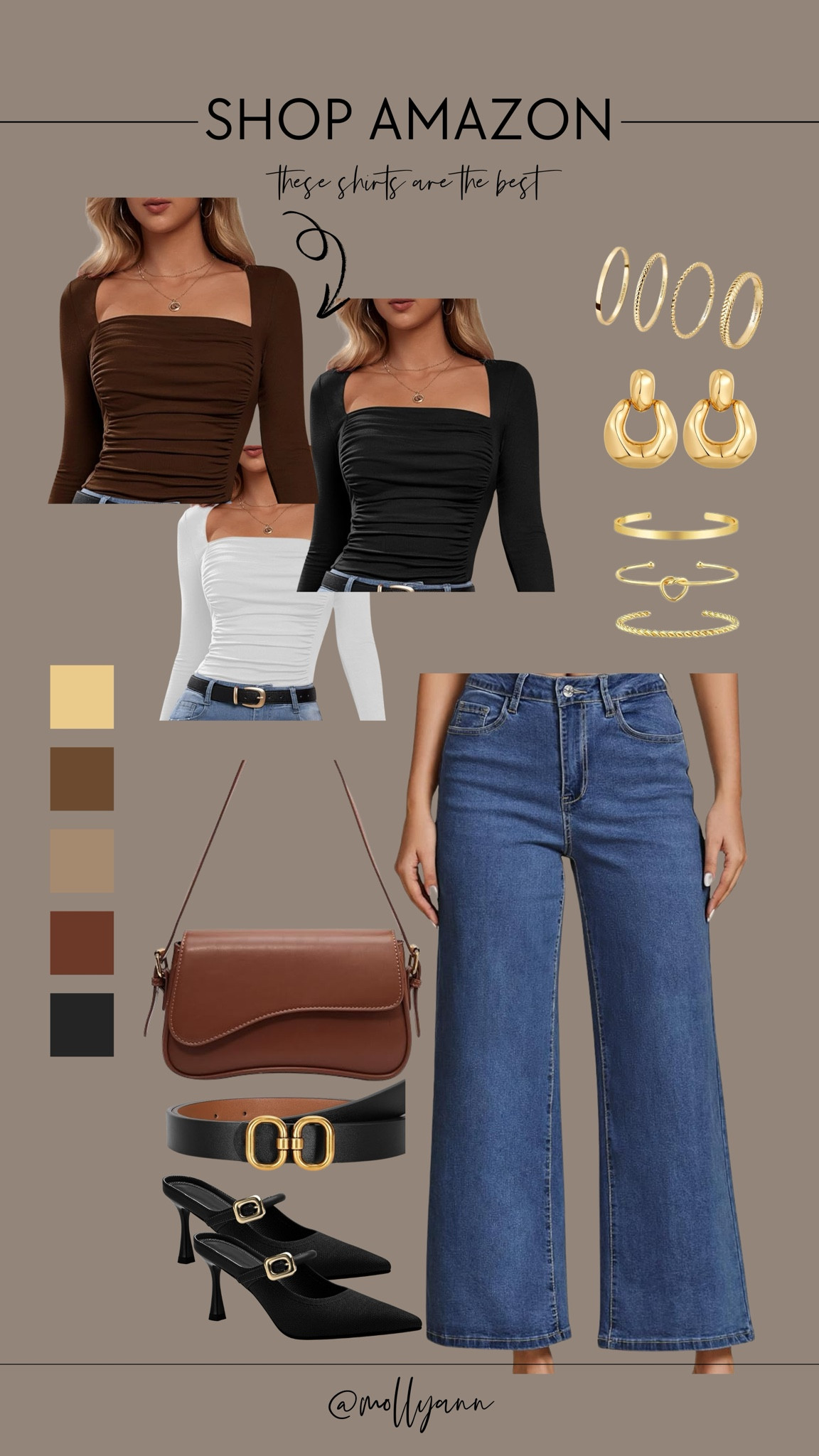 Shop Amazon for this outfit and accessories!! if you don’t have the shirt, today’s the day, comes in lots of colors. 🤎🖤

#LTKStyleTip #LTKOver40 #LTKFindsUnder50