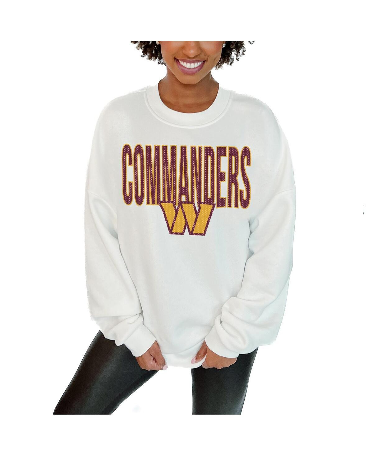 Gameday Couture Women's White Washington Commanders Just Go With It Oversized Long Sleeve Crewneck Sweatshirt - White | Macy's
