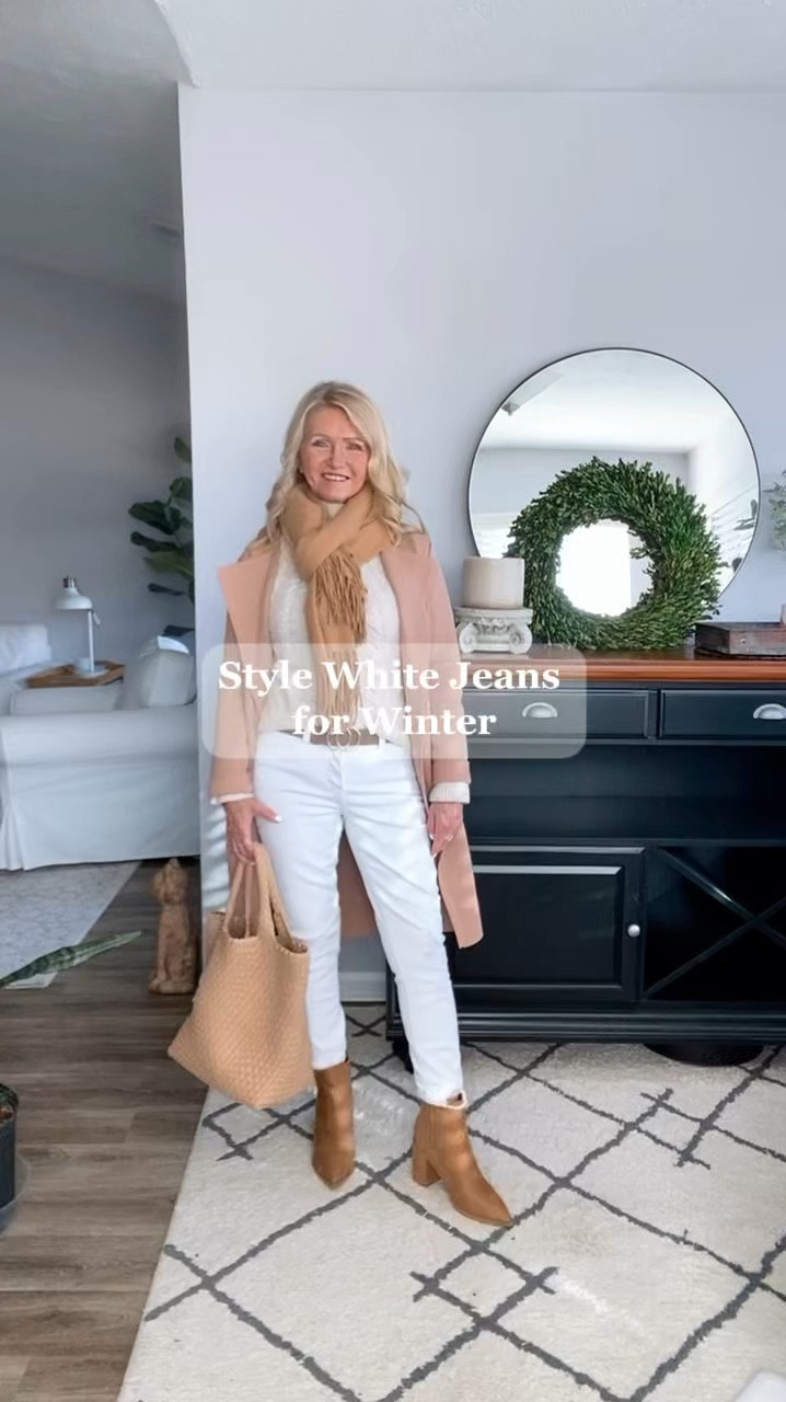 Winter whites done right! It’s all about layers. Style your white jeans with a cozy cable knit sweater, open front khaki cardigan jacket, and ankle boots for the ultimate cold-weather look. Add a scarf for extra flair! ❄️✨ #WinterStyle #EffortlessChic 

#LTKStyleTip #LTKWorkwear #LTKSaleAlert