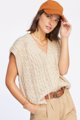 Lea & Viola Cable-Knit Sweater Vest | Anthropologie (UK)