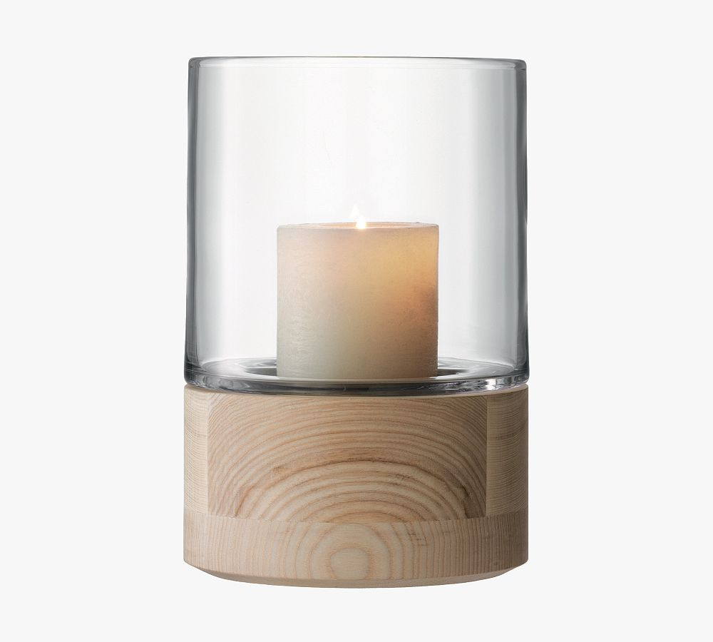 Neutral Two-Tone Glass Hurricane Candle Holder | Pottery Barn (US)