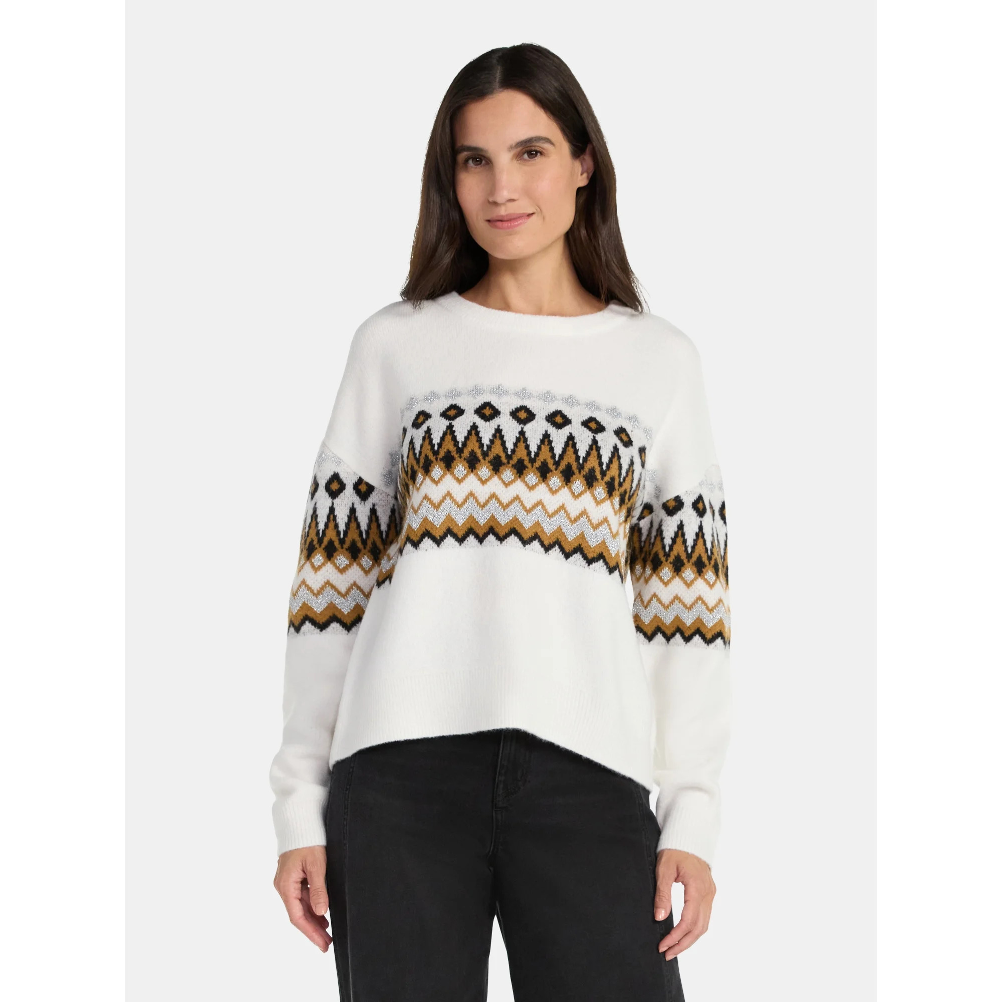 99 Jane Street Women's and Women's Plus Fair Isle Pullover Sweater, Midweight, Sizes XS-4X | Walmart (US)