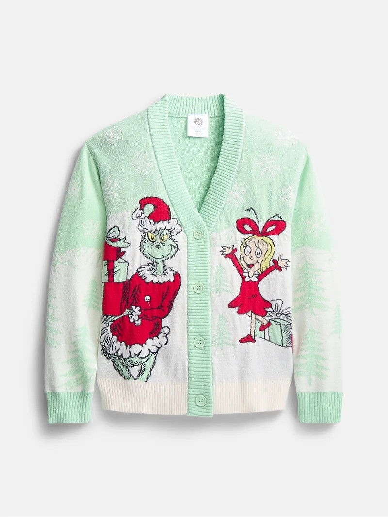 The Grinch Girls Graphic Cardigan with Long Sleeves, Sizes 4-16 | Walmart (US)