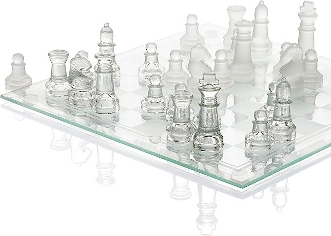 Srenta Fine Glass Chess Set Game, Modern Clear Chess Set, Deluxe Chess Set Glass Chess Board Set ... | Amazon (US)