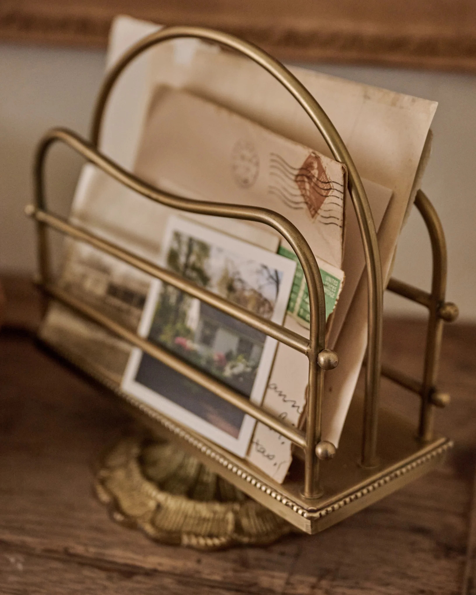 Antique Inspired Brass Mail Holder | Magnolia