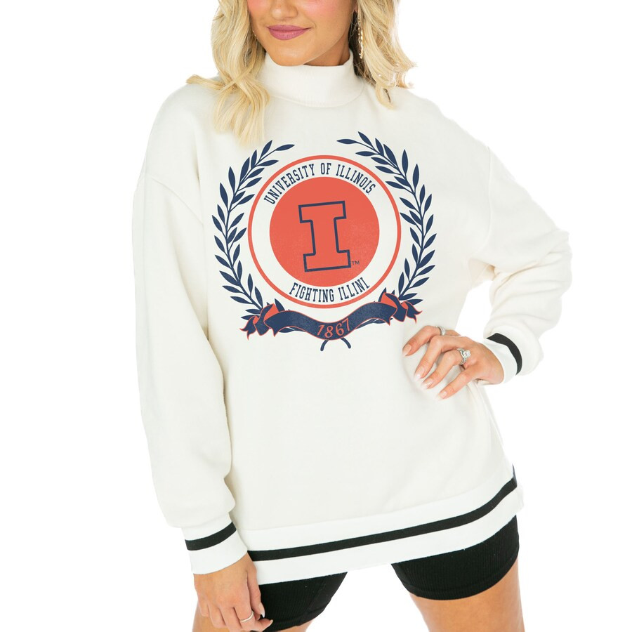 Illinois Fighting Illini Gameday Couture Women's Mock Neck Power Play Pullover Sweatshirt - White | Fanatics