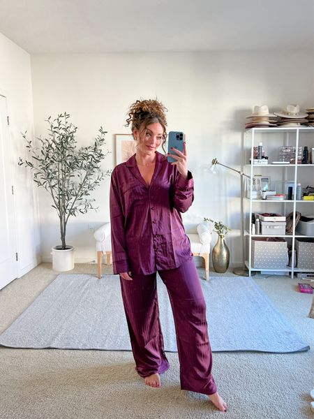 Pretty pjs that would make for a great gift for her! Love these satin ones, feels more luxe and elevated! I sized up in top and bottoms for a looser cozier fit ✨

#LTKGiftGuide #LTKHoliday #LTKmidsize