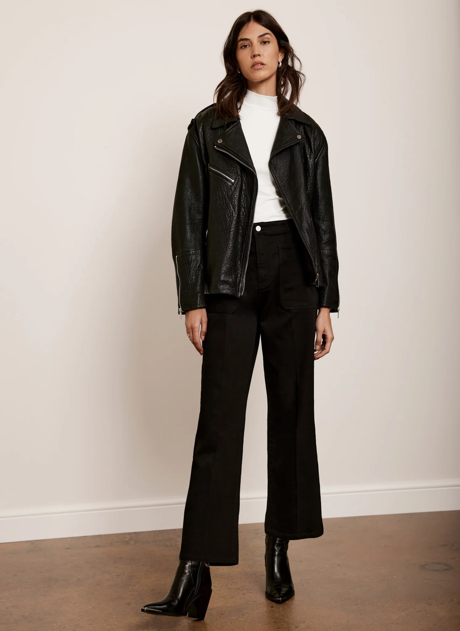 Black Cropped Wide Jeans | Mint Velvet