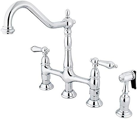 Kingston Brass KS1271ALBS Heritage Kitchen Faucet With Brass Sprayer, 8-9/16", Polished Chrome | Amazon (US)