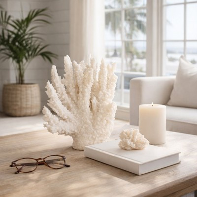 Coral Reef Figurine for Home Decor - Coastal Resin Sculpture for Bathroom Counter, Office, Study, and Living Room Decor - 10", White | Target