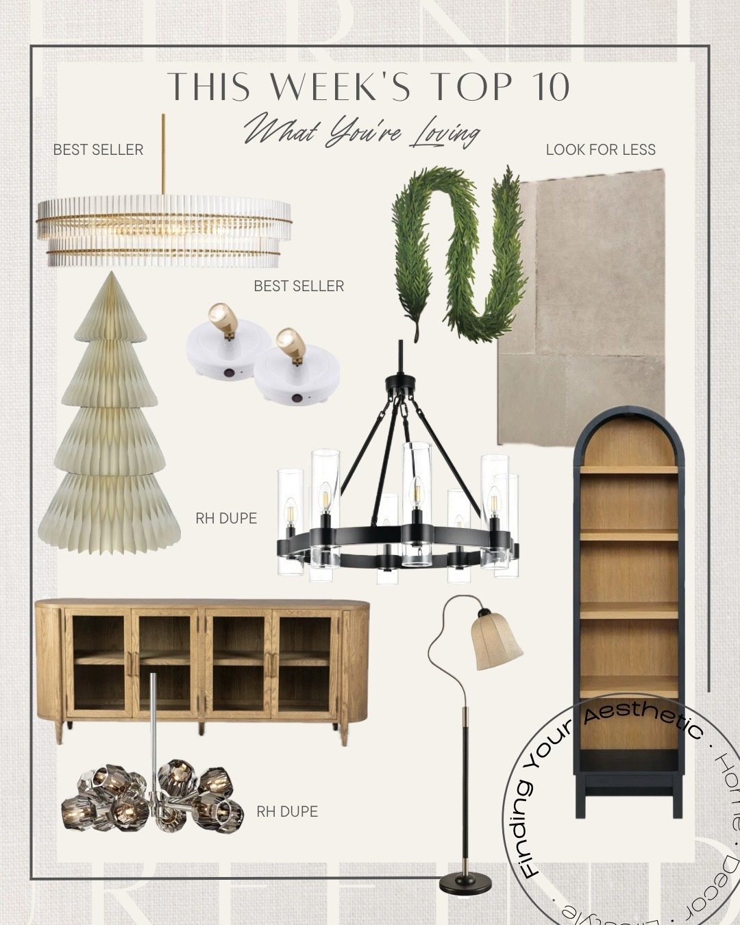 Weekly top 10- follower favorite home decor and furniture finds 

Crystal chandelier round // RH chandelier // RH dupe // chandelier for dining room // arched cabinet // neutral home // console cabinet // modern lighting // Amazon home finds // affordable furniture 

#LTKFindsUnder100 #LTKHome #LTKSaleAlert