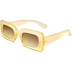 SOJOS Retro 90s Nude Rectangle Sunglasses For Women Trendy Chunky Glasses Pebble SJ2160 | Amazon (US)