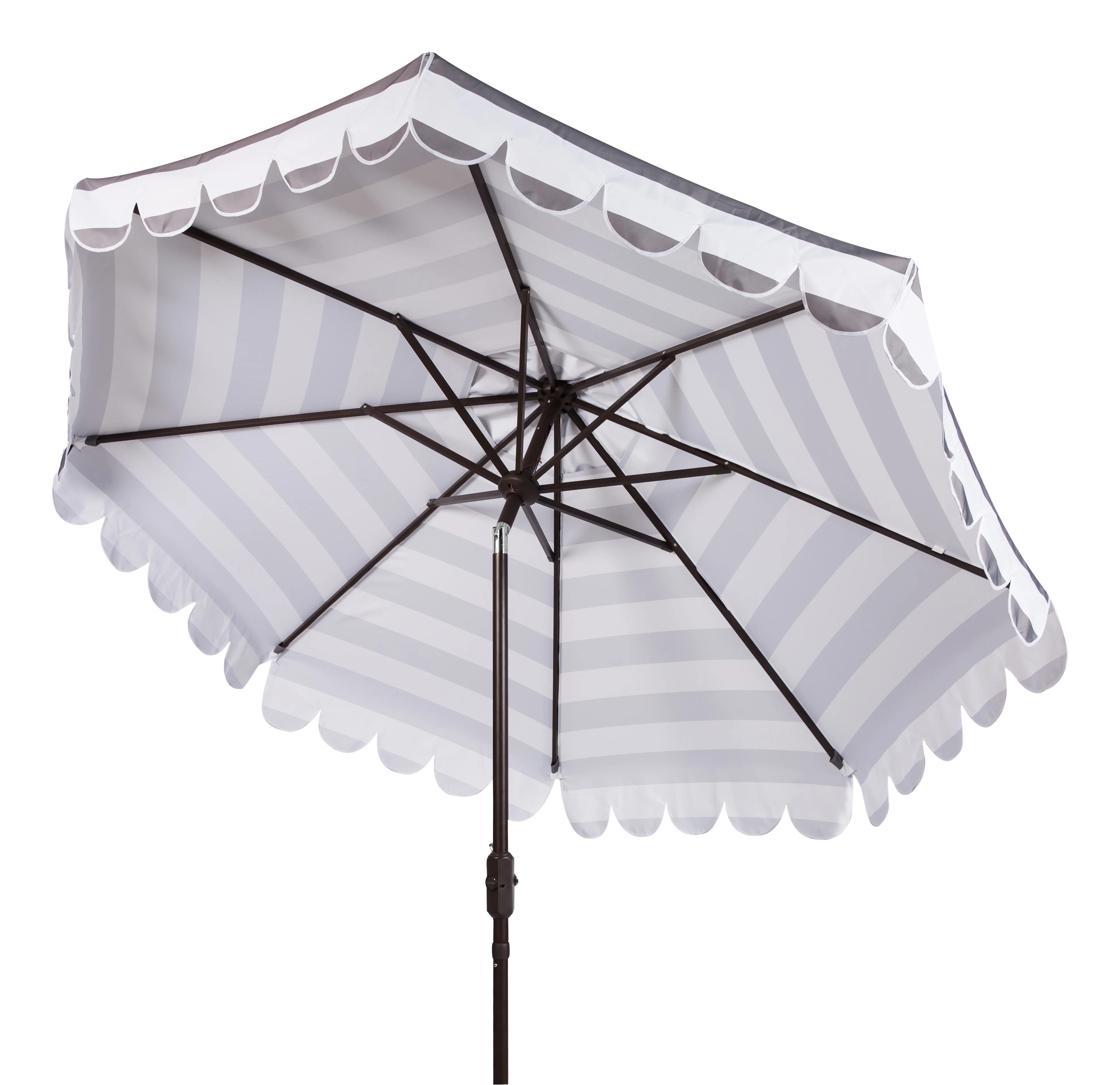 Safavieh Maui 9' Market Crank Striped Tilt Patio Umbrella, Grey/White | Walmart (US)