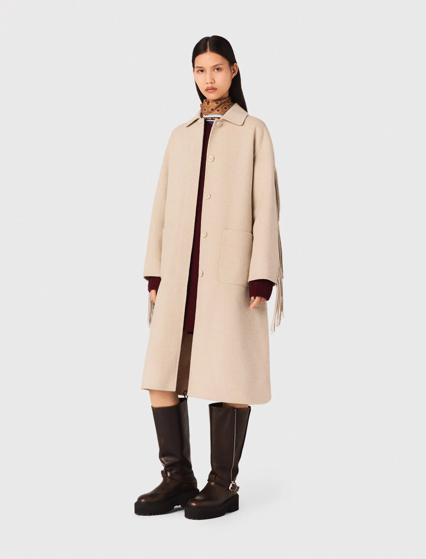 Long wool coat Natural for Women | Maje | Maje US