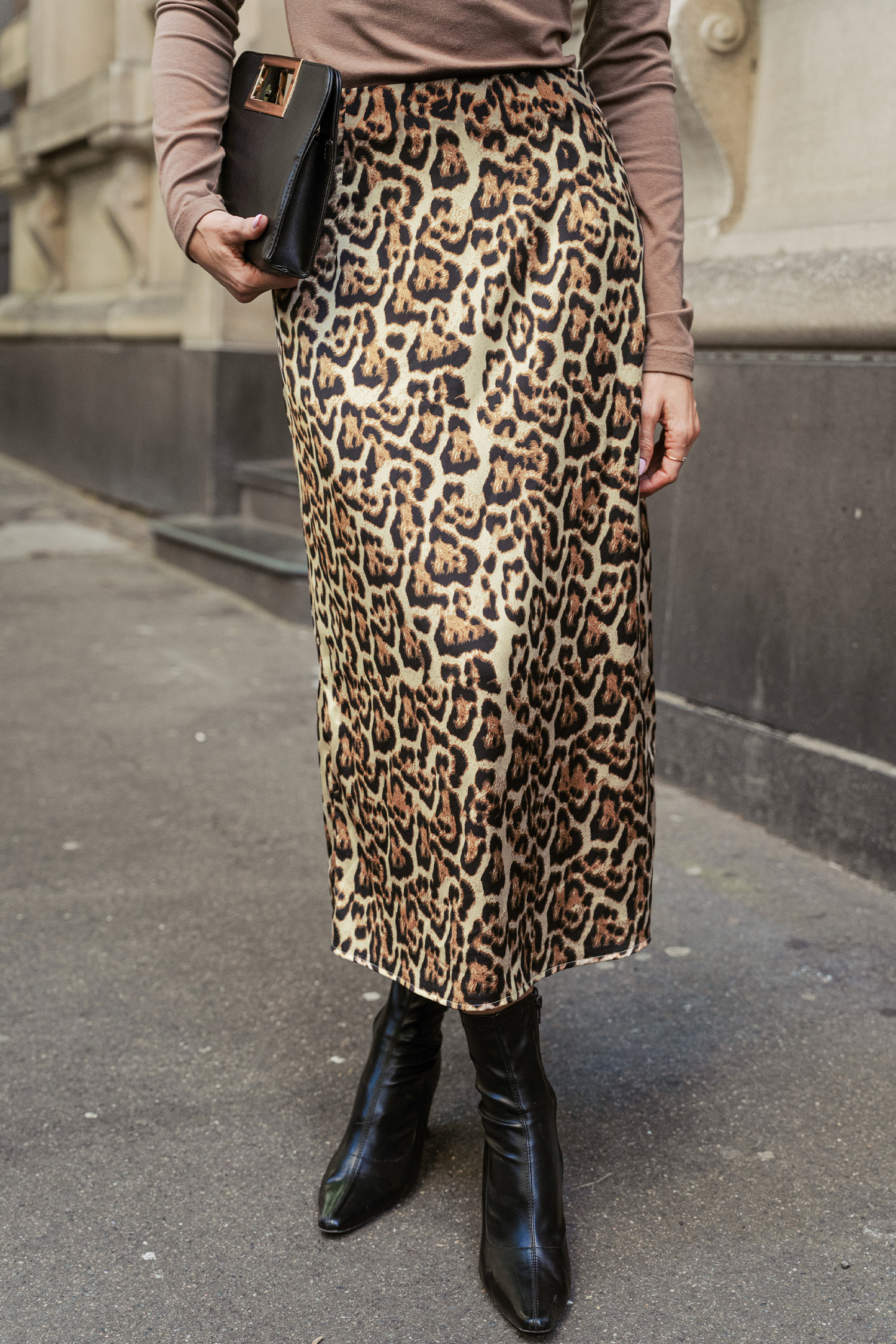 Satin Leopard Midi Skirt - S | Cupshe US
