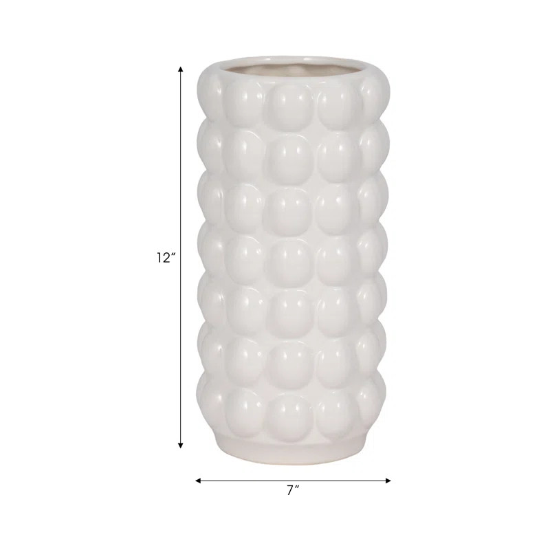 Joss & Main Ceramic White Cylinder Bubble Vase | Wayfair | Wayfair North America