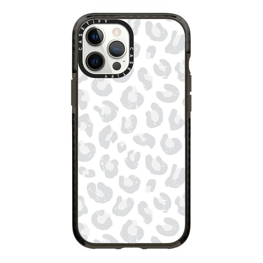 SILVER GRAY LEOPARD PRINT ON WHITE ELEGANT DAISY BEATRICE | Casetify