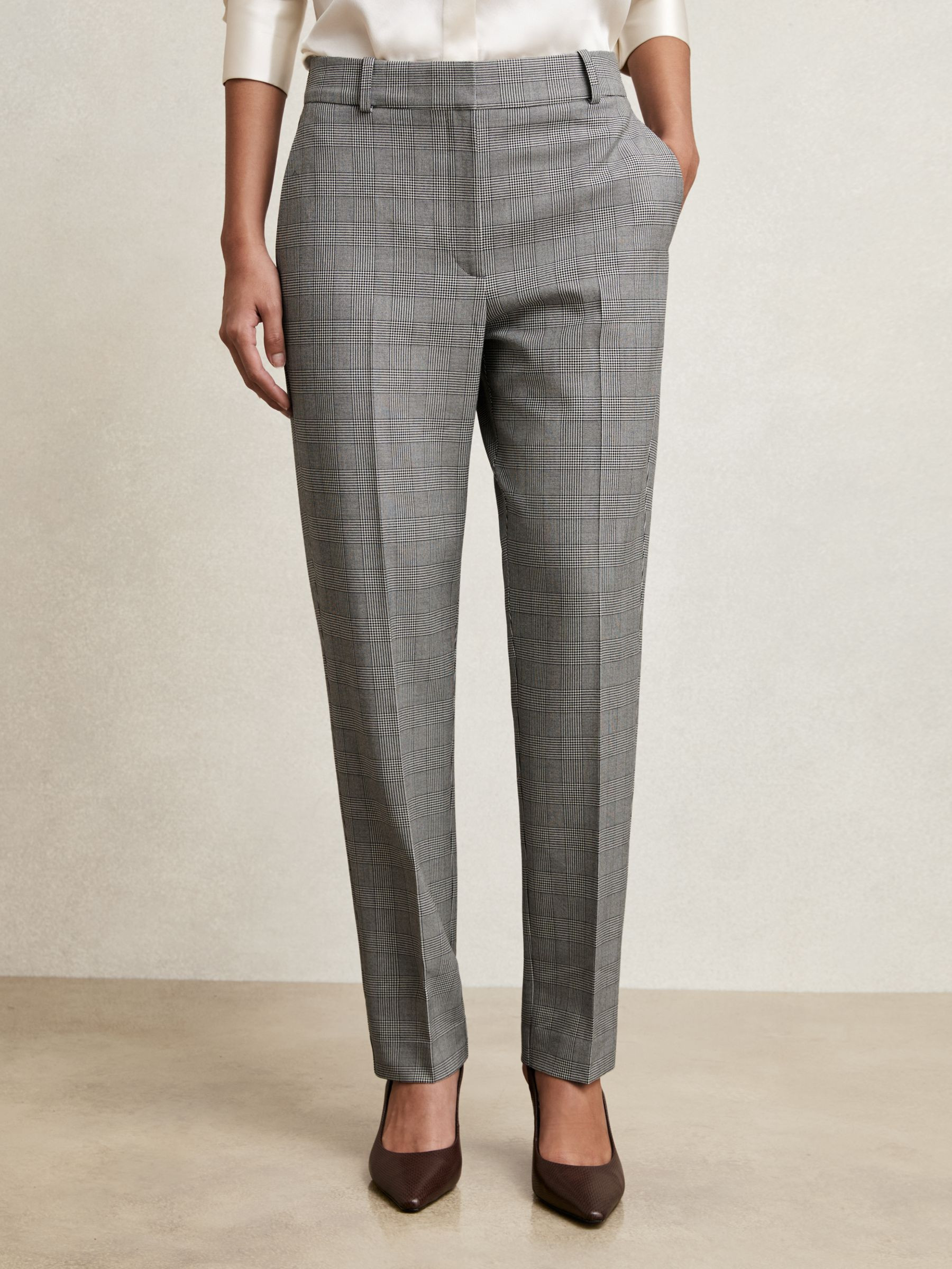 Check Slim-Fit Suit Trousers in Grey | Reiss UK