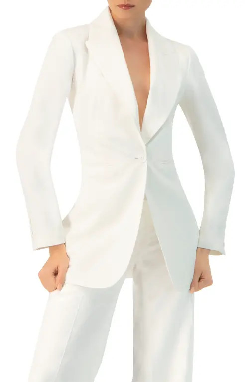 IVONNE Single Button Cotton Blazer in White at Nordstrom, Size 6 | Nordstrom