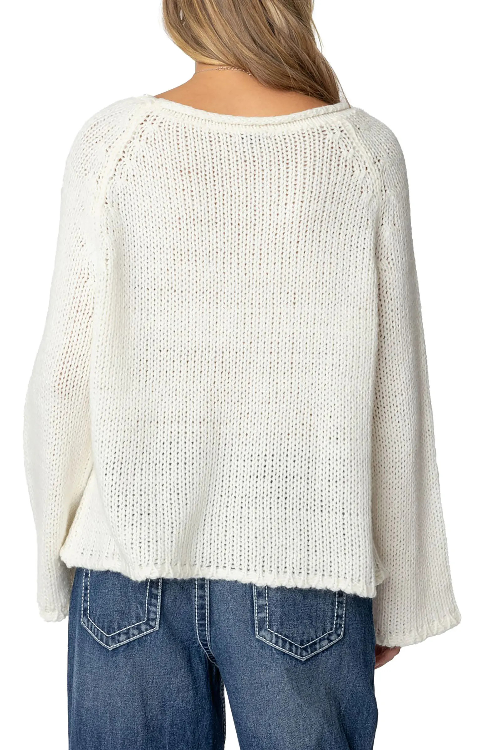Open Stitch Kangaroo Pocket Sweater | Nordstrom