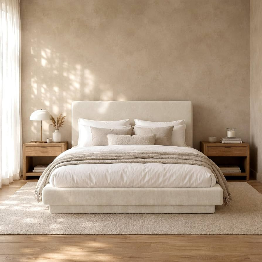 RECCI AirFrame Cloud Platform Bed Frame with Round Edge Headboard, 5 Inch Foam Fully Cushioned, B... | Amazon (US)