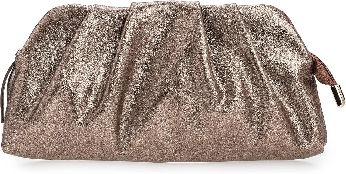 CHARMING TAILOR Chic Soft Vegan Leather Clutch Bag Dressy Pleated PU Evening Purse for Women     ... | Amazon (US)