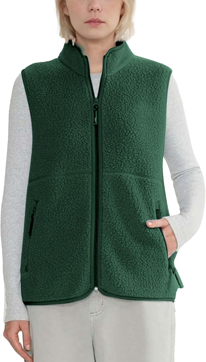 Hixiaohe Sherpa Fleece Vest for Women Trendy Warm Sleeveless Vests Jacket Lightweight Zip Coats w... | Amazon (US)